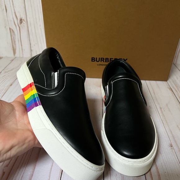 Burberry Thompson Leather Slip-On Sneaker Black 39 / 9 - Picture 5 of 8